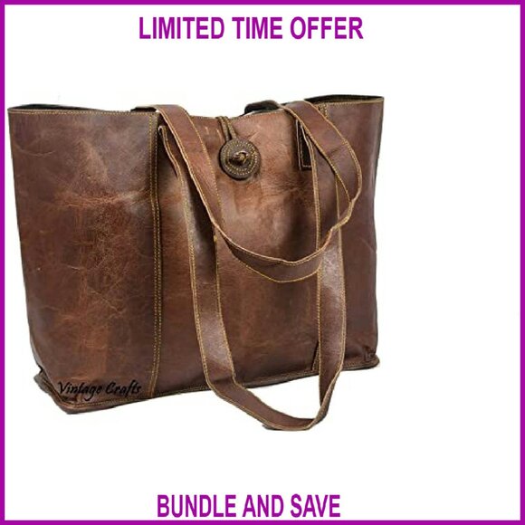 Genuine Leather Tote Bag with Laptop Compartment for Women Office Work - Picture 4 of 8